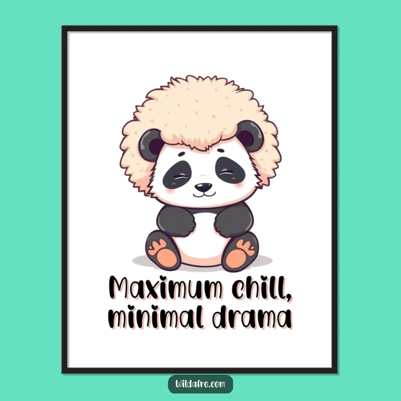 Free Printable Wall Art: Funny Panda Afro - Hilarious Downloadable Art