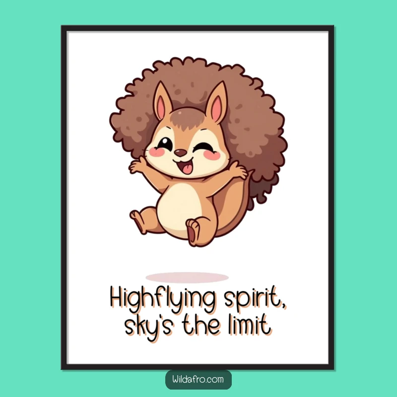Free Printable Wall Art: Spiraled Afro Squirrel Jumping, Hilarious Downloadable Art for Your Home