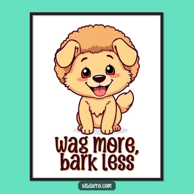 Funky Free Printable Wall Art: Happy Dog Afro, Cool Downloadable Decor