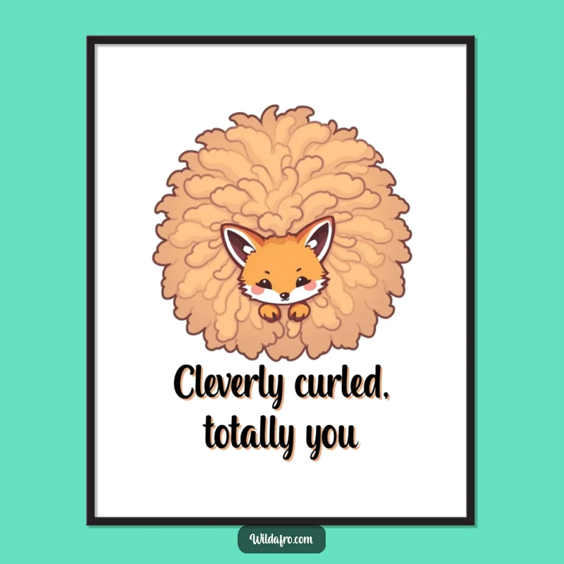 Funny Free Printable Wall Art: Fox in Afro - Quirky Downloadable Decor