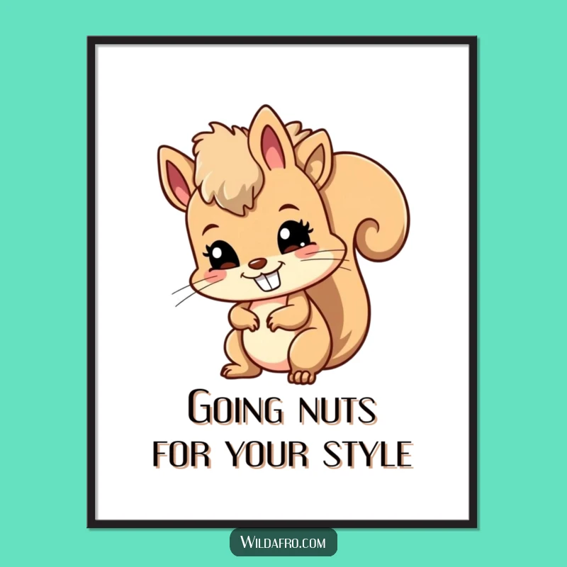 Funny Free Printable Wall Art: Mischievous Squirrel Afro - Quirky Downloadable Decor