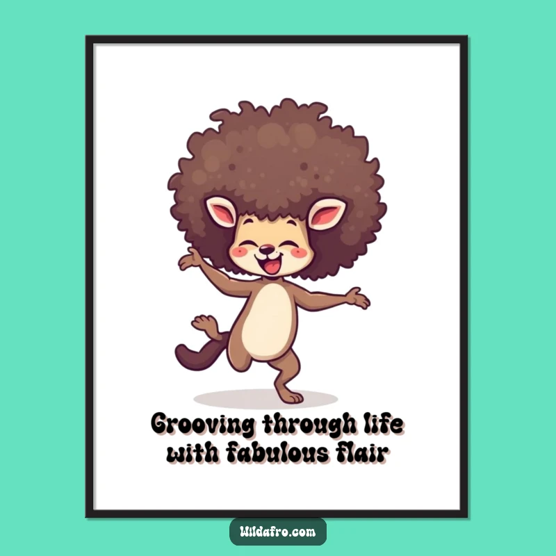 Funny Free Printable Wall Art: Dancing Afro Animal - Energetic Downloadable Decor