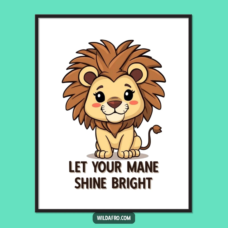 Free Printable Wall Art: Lion with Afro Decor, Funny Downloadable Art for Bold Spaces