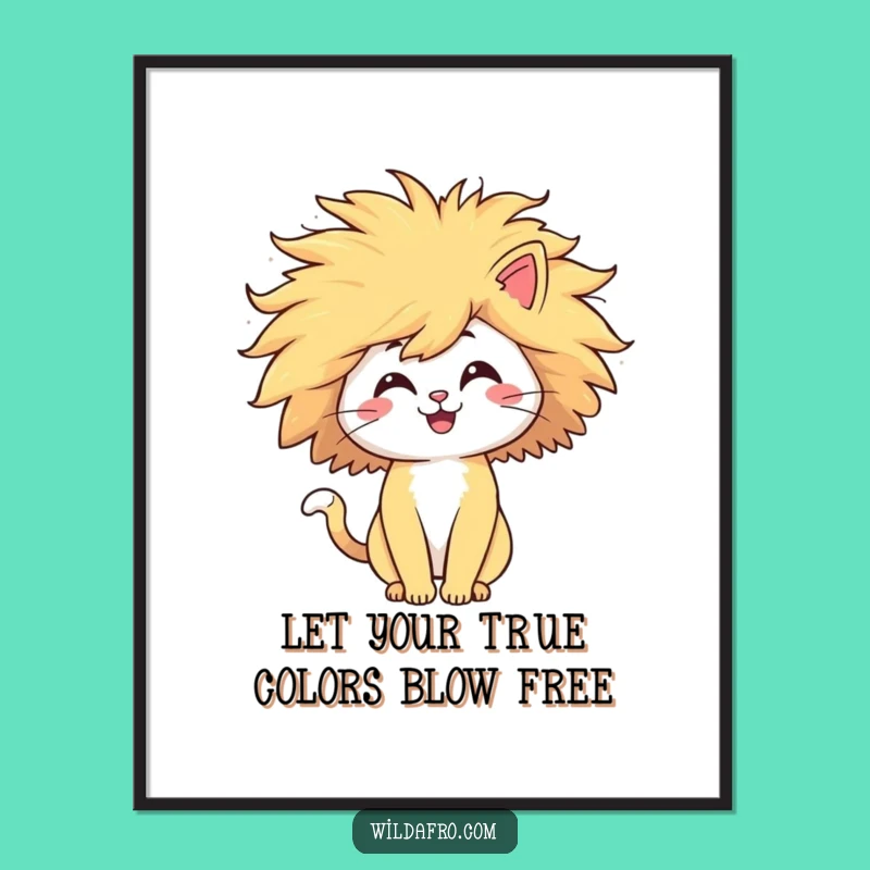 Free Printable Cat Afro Wall Art: Hilarious Windblown Feline Downloadable Decor