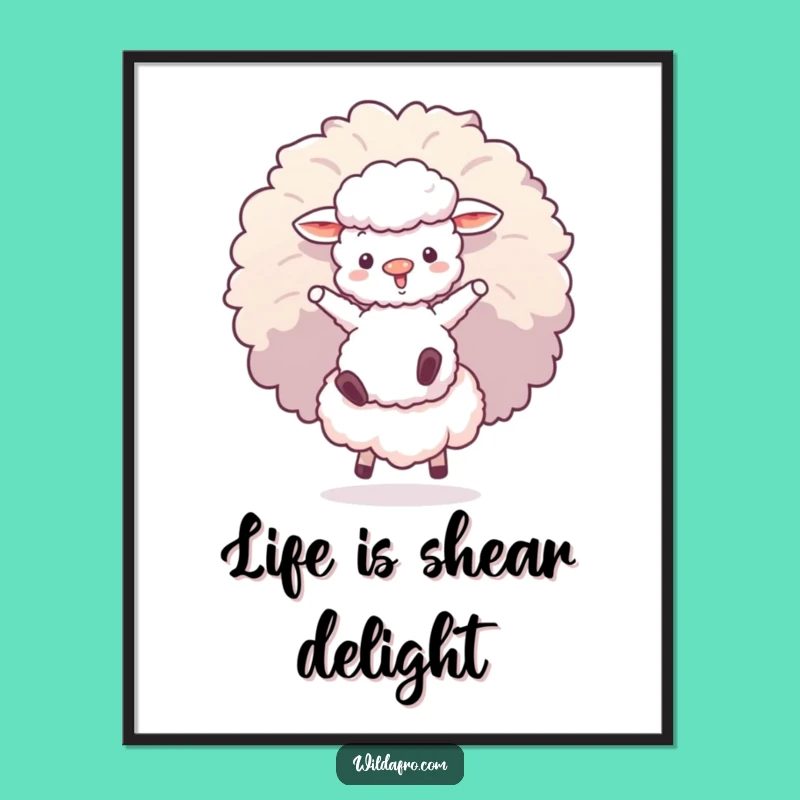 Funny Free Printable Wall Art: Sheep Afro Bounce, Downloadable Decor