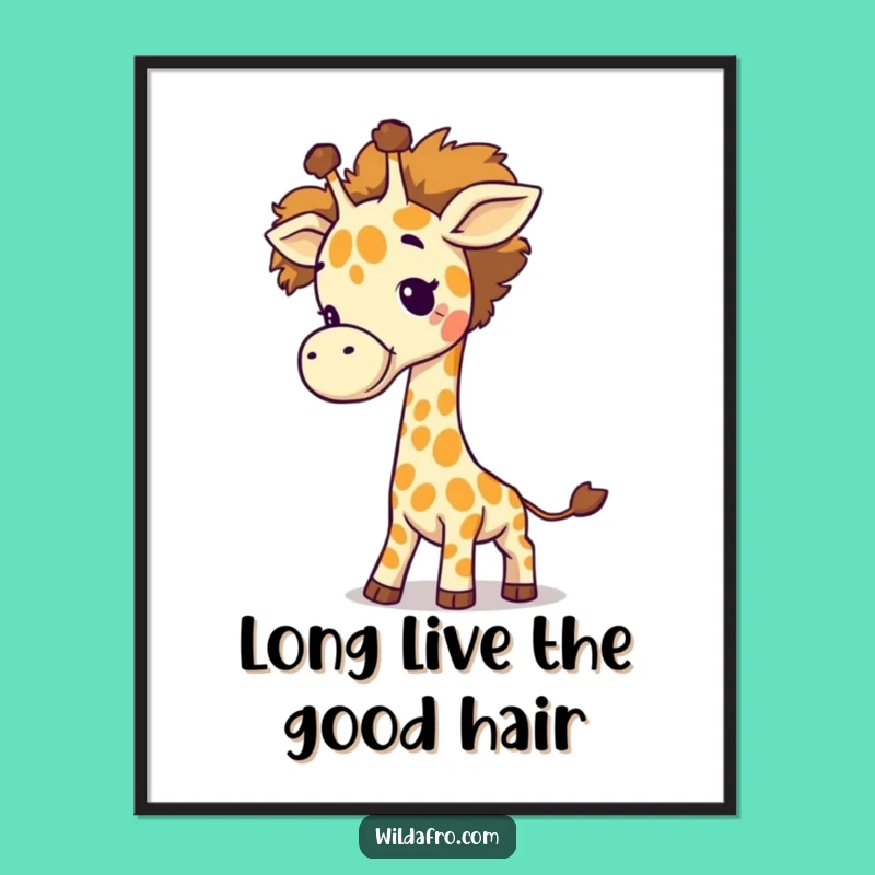 Funny Free Printable Wall Art: Giraffe Afro Tail - Whimsical Decor