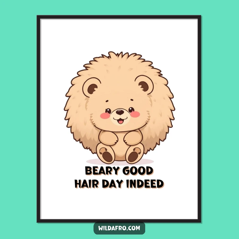 Playful Free Printable Wall Art: Bear in Afro - Quirky Downloadable Decor for Kids Rooms