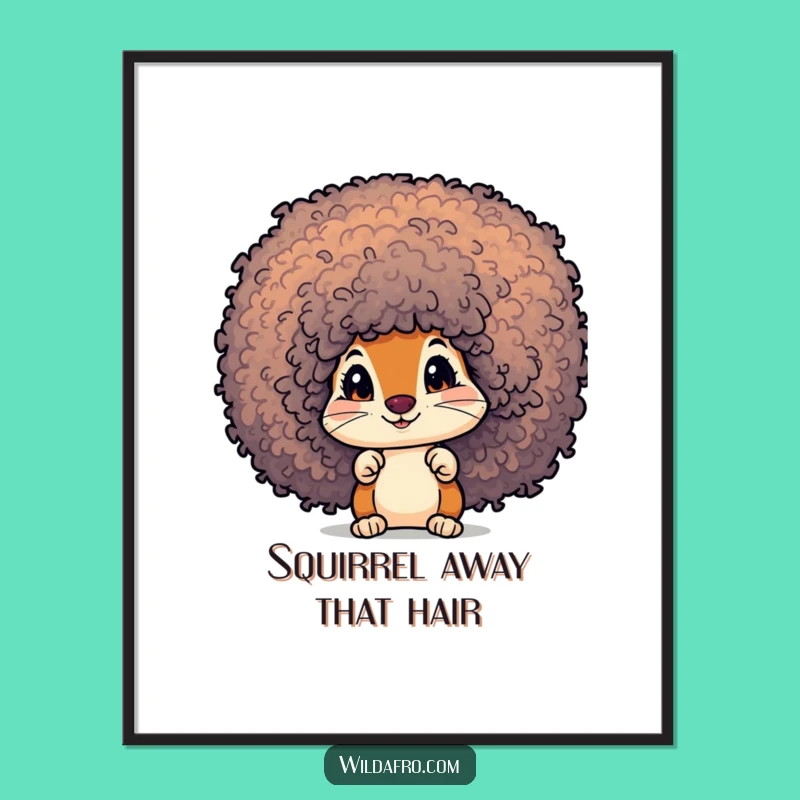 Playful Free Printable Wall Art: Squirrel in Afro, Quirky Decor