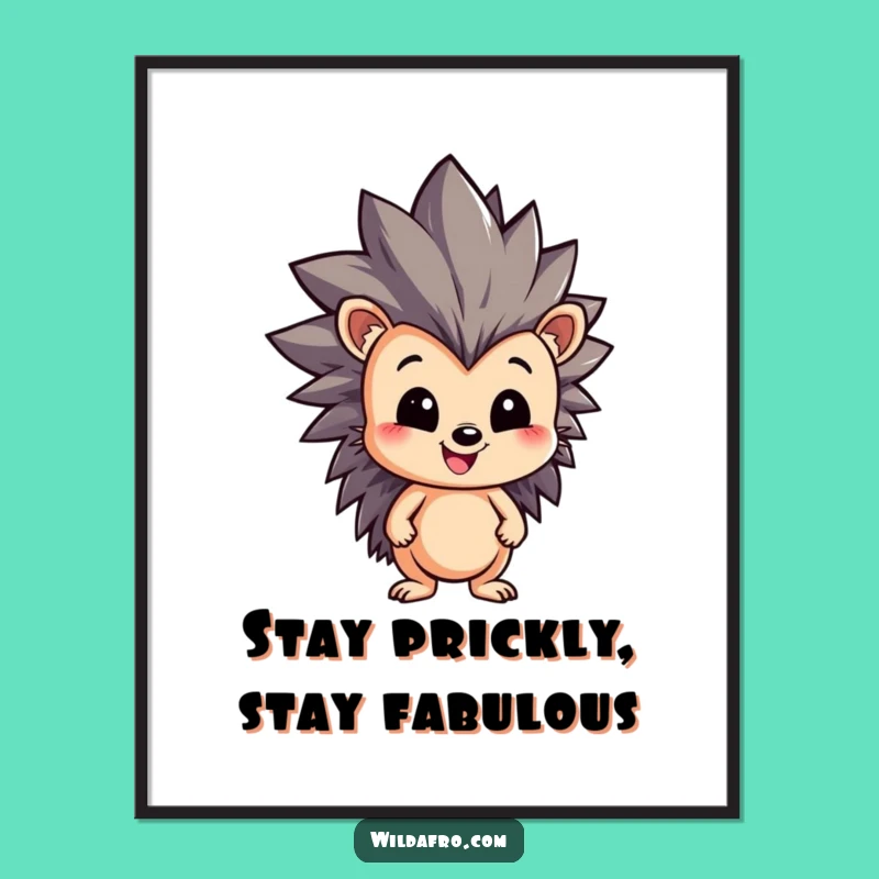 Free Printable Wall Art: Spiky Afro Hedgehog Bringing Quirky Vibes to Your Space