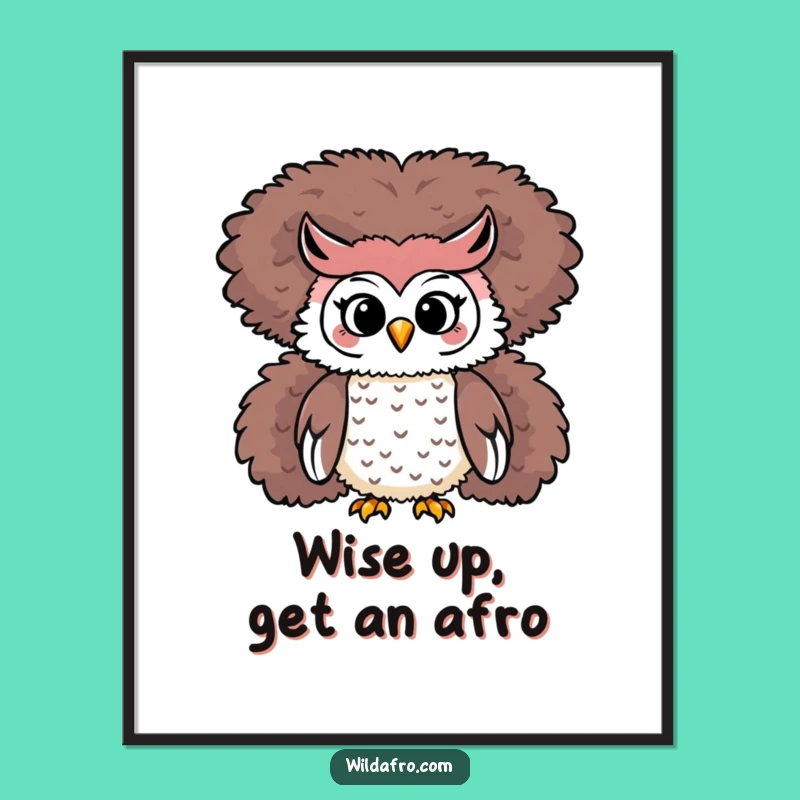 Whimsical Free Printable Wall Art: Owl on Afro, Quirky Decor