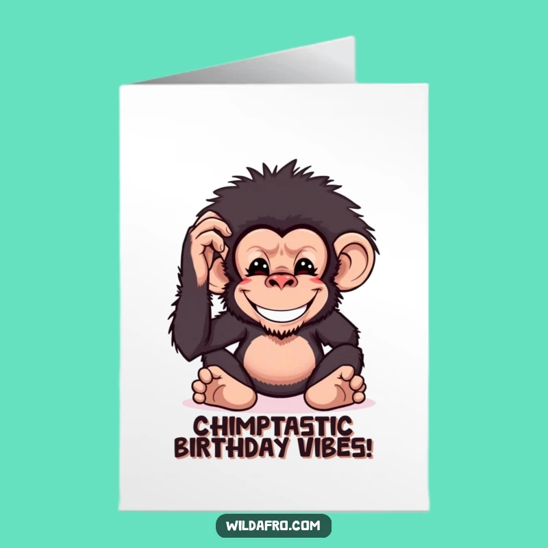 Free Printable Birthday Card: Chimpanzee with Afro - Funny DIY Downloadable Treat