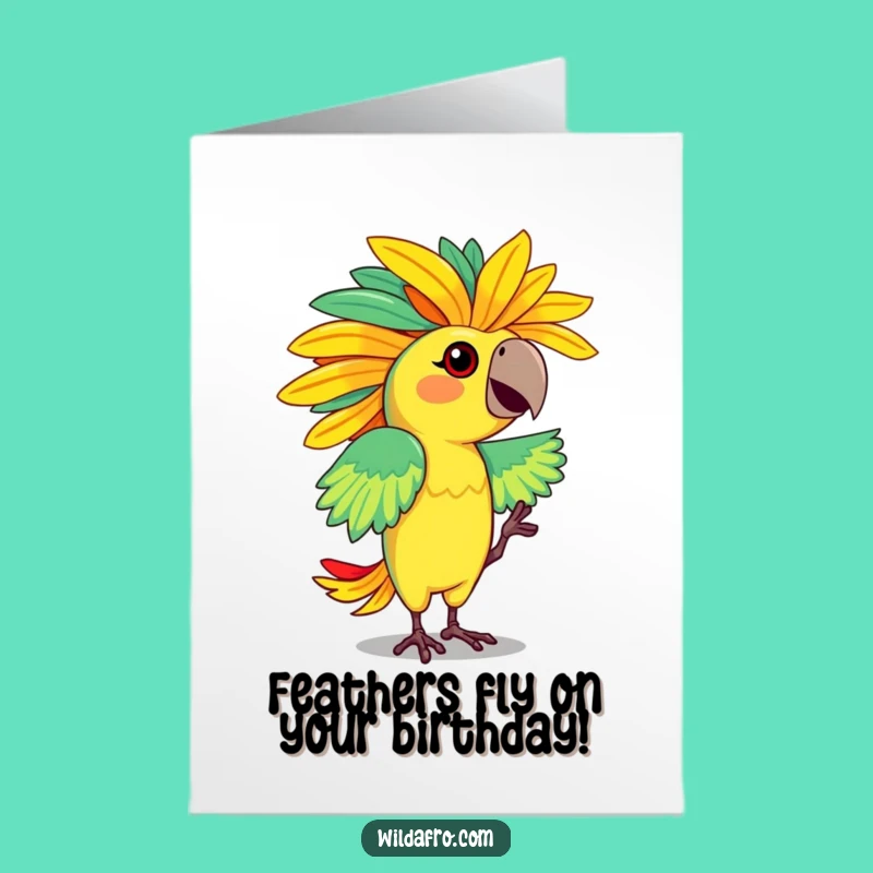 Free Printable Birthday Card: Dancing Parrot Afro, Funky Downloadable Gift Idea!
