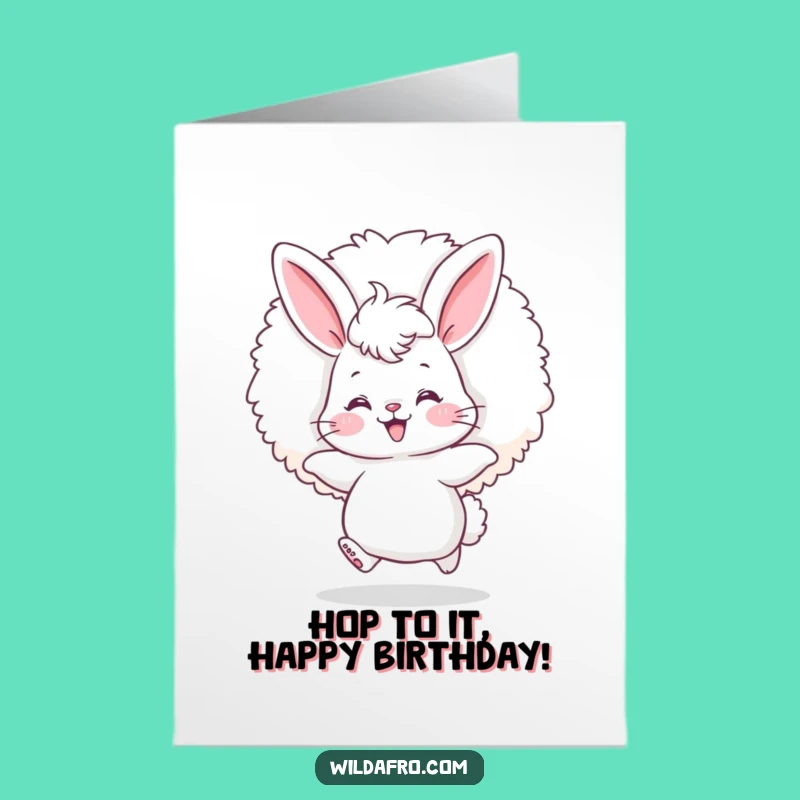 Bouncy Free Printable Birthday Card: Afro Bunny - Joyful Downloadable Greeting for Fun Times
