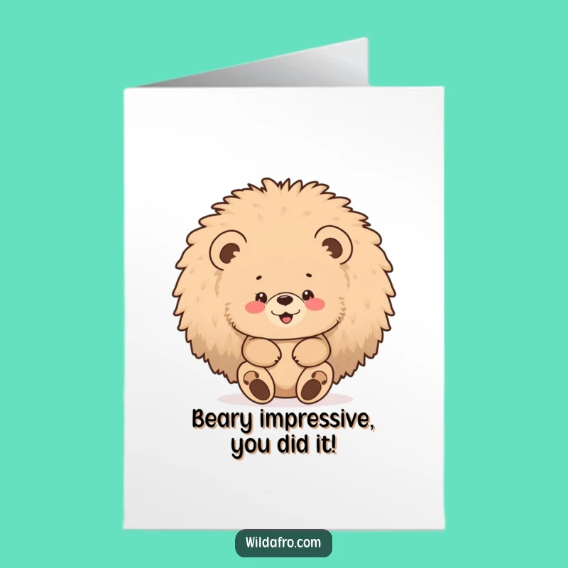 Whimsical Free Printable Congratulations Card: Bear in Afro - Unique Downloadable Celebration