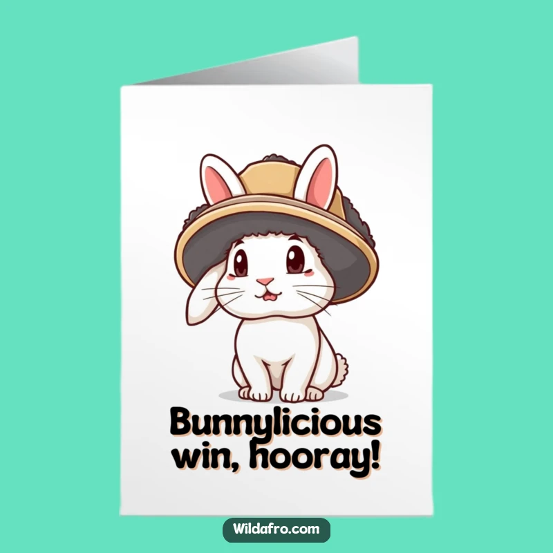 Free Printable Congrats Card: Rabbit Afro Hat - Quirky DIY Downloadable