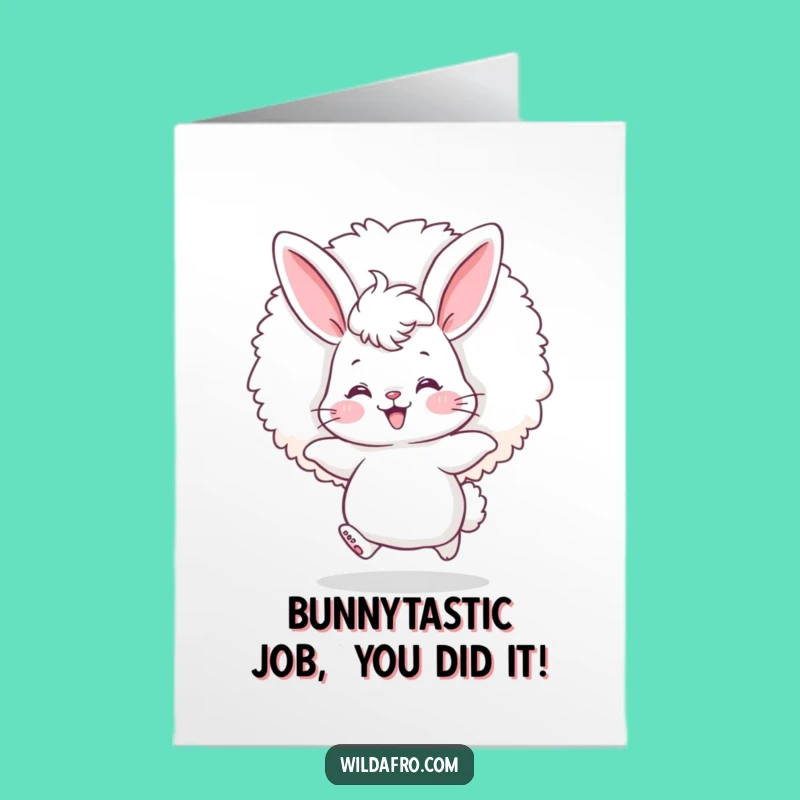 Groovy Free Printable Congratulations Card: Afro Bunny - Funky Downloadable Celebration