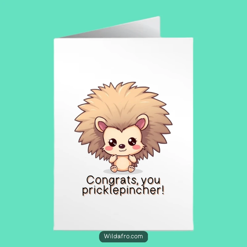 Charming Free Printable Congrats Card: Hedgehog Afro, DIY Downloadable
