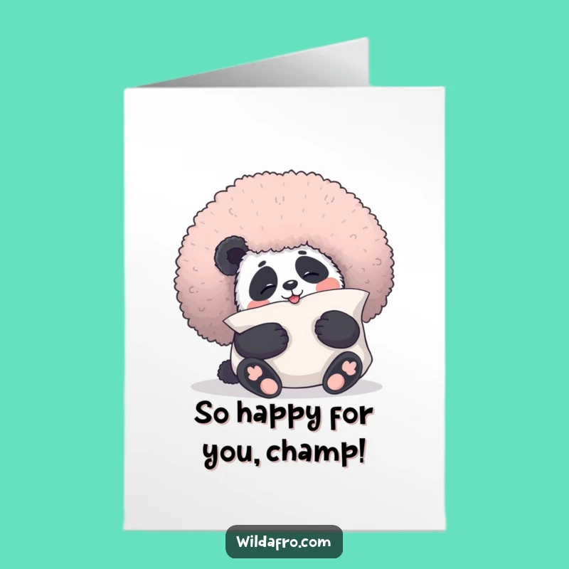 Free Printable Afro Panda Congratulations Card: Sweet Downloadable Gift for Celebrations
