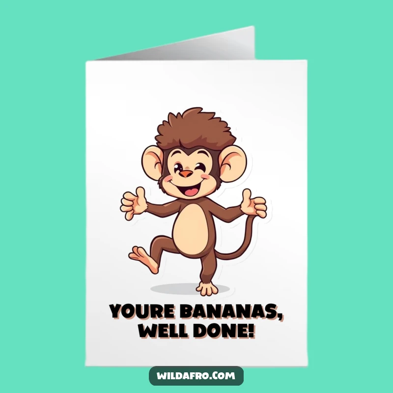 Free Printable Congrats Card: Dancing Monkey, Humorous Downloadable Gift for Celebrations