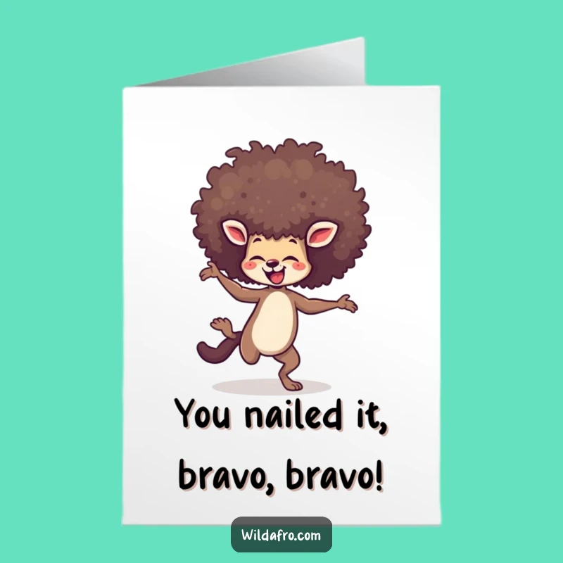Free Printable Congrats Card: Groovy Afro Animal - Print at Home Fun