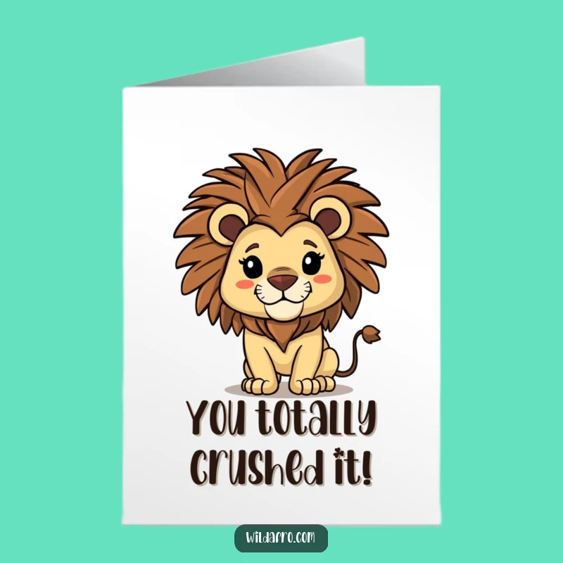 Free Printable Congrats Card: Majestic Lion, Humorous Downloadable Gift for Big Wins