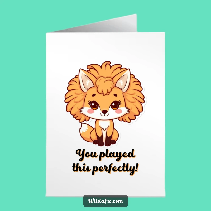 Free Printable Fox Afro Card: Celebrate Wins with Sly Style