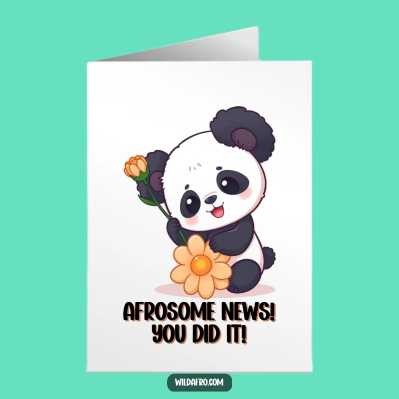 Panda Afro Congratulations Card: Free Printable Downloadable for Big Achievements!