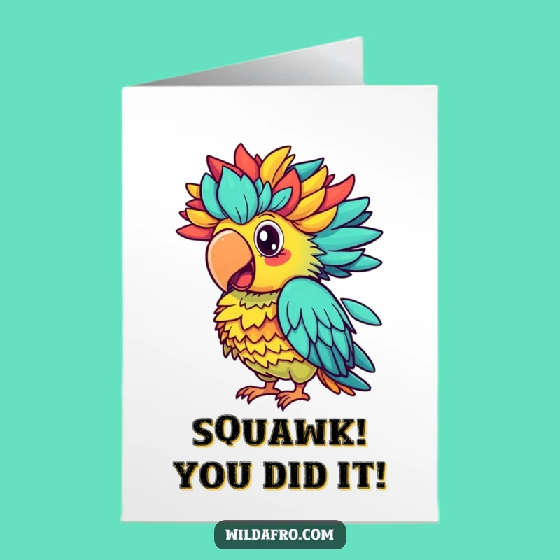 Free Printable Parrot Congrats Card: Afro Squawks Downloadable for Colorful Triumphs