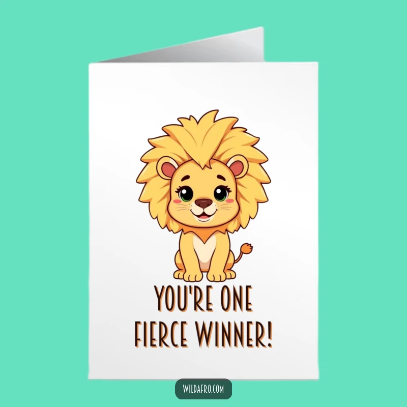 Free Printable Congrats Card: Lion Afro Style, Funny Downloadable