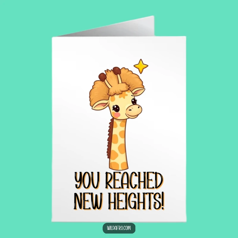 Free Printable Giraffe Congrats Card: Afro Star Reach Downloadable for Stellar Success