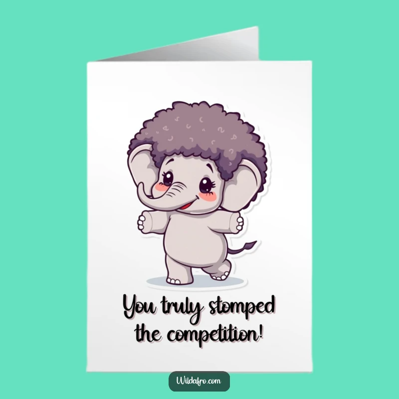 Free Printable Congrats Card: Disco Elephant Afro - Celebrate Big!