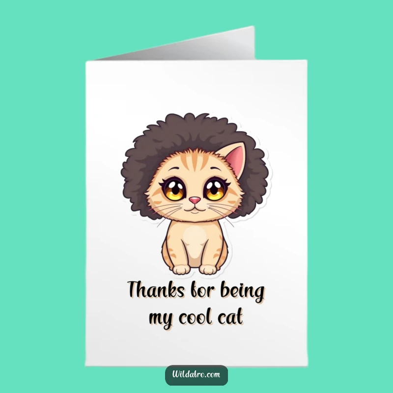 Feline Fun Free Printable Thank You Card: Afro Cat - Stylish Downloadable Appreciation