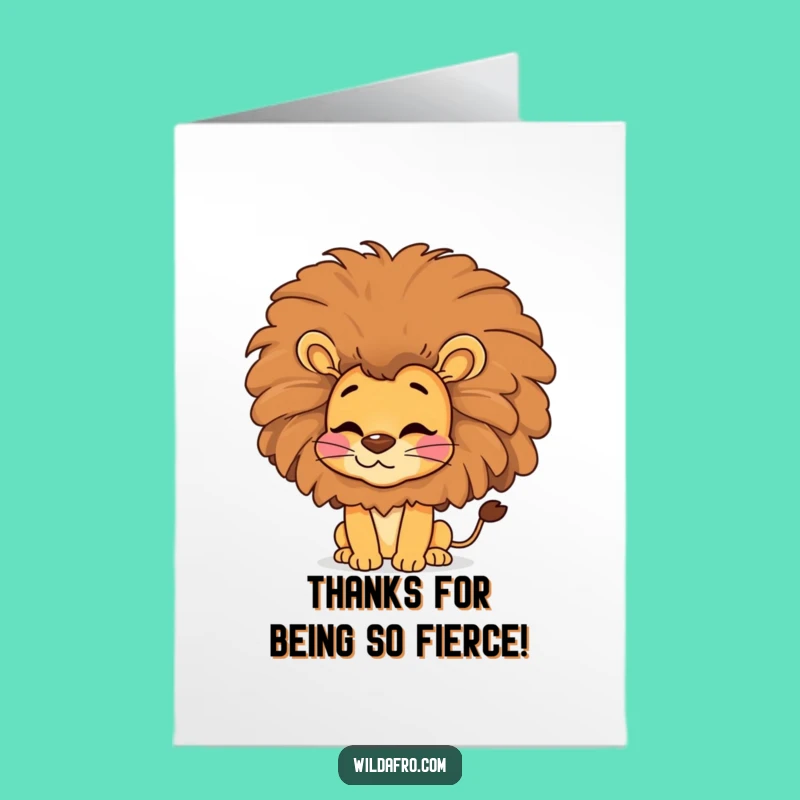 Free Printable Lion Thank You Card: Afro Kisses Downloadable for Grateful Roars