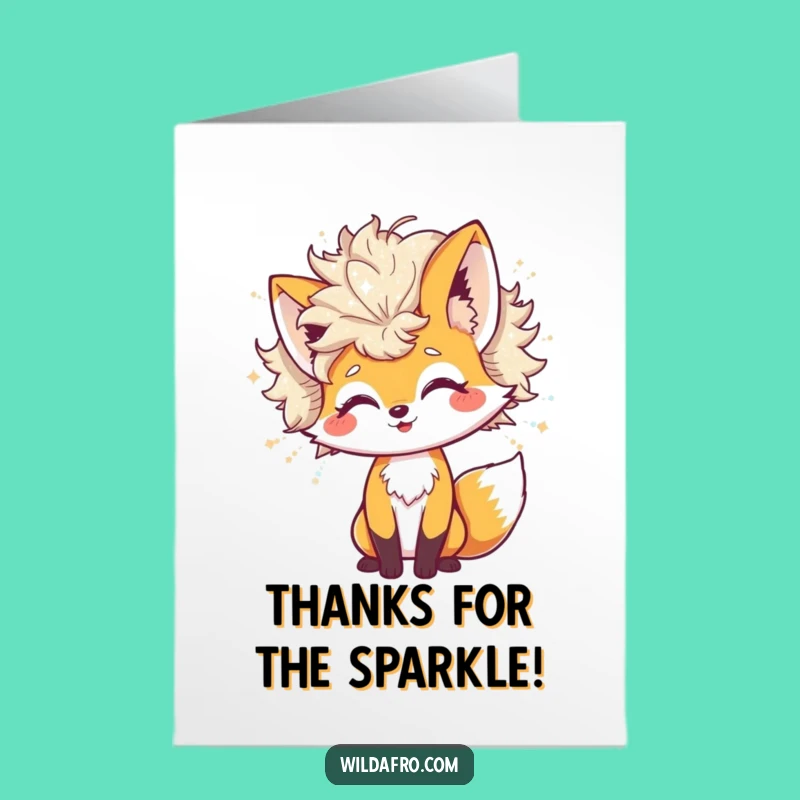 Free Printable Thank You Card: Glitter Fox Afro - Funny Downloadable Gift
