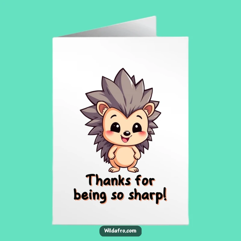 Free Printable Thank You Card: Spiky Afro Hedgehog Expressing Gratefulness Funnily