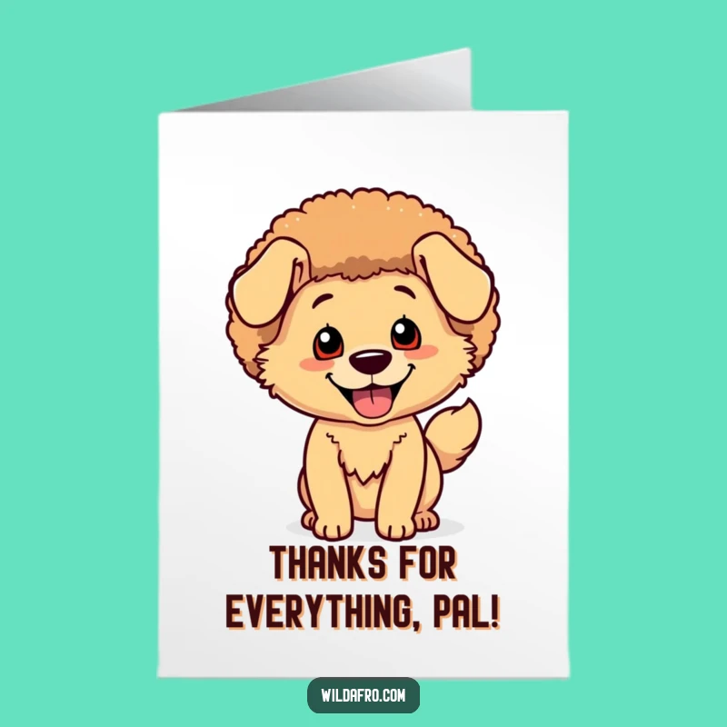 Groovy Free Printable Thank You Card: Happy Dog Afro, Fun Gift