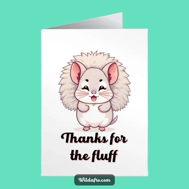 Free Printable Thank You Card: Giggling Chinchilla Afro, Cute Appreciation Downloadable Gift!