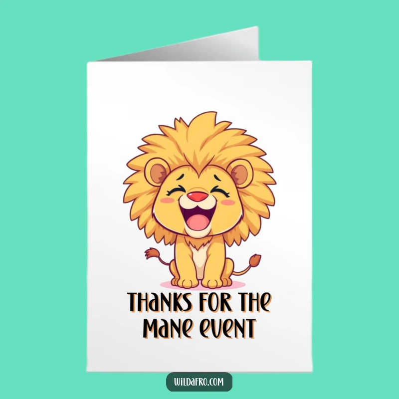 Free Printable Lion Thank You Card: Afro Roar Downloadable Gift