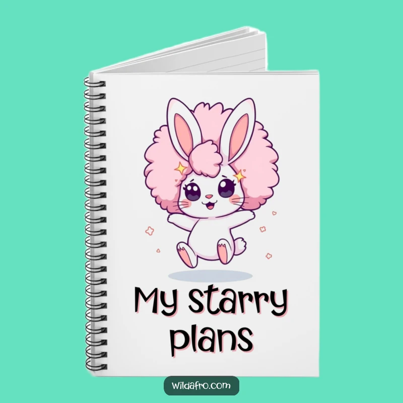Funny Bunny Afro Star Notebook: Bouncing Character Journaling with Cosmic Ideas