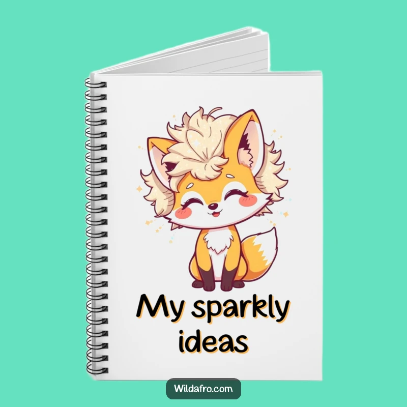 Funny Fox Glitter Afro Notebook: Cheerful Character Journaling with Shimmering Ideas