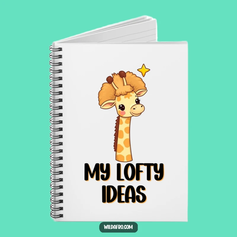 Funny Giraffe Afro Star Notebook, Whimsical Journal, Hilarious Stationery Gift