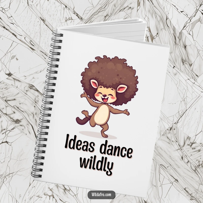 Funny notebook featuring an agile animal dancing with glee, its towering afro perfectly capturing the spirit of joyful movement.