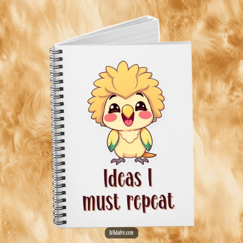 Funny Parrot Notebook w/ Afro, Delighted and Squawking Cheerfully, Perfect for Notes and Ideas
