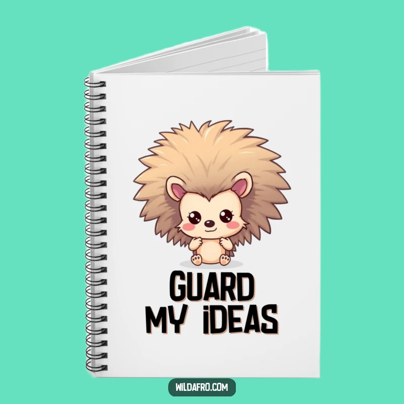 Funny Hedgehog Afro Notebook: Shy Character Hiding Journal Gift