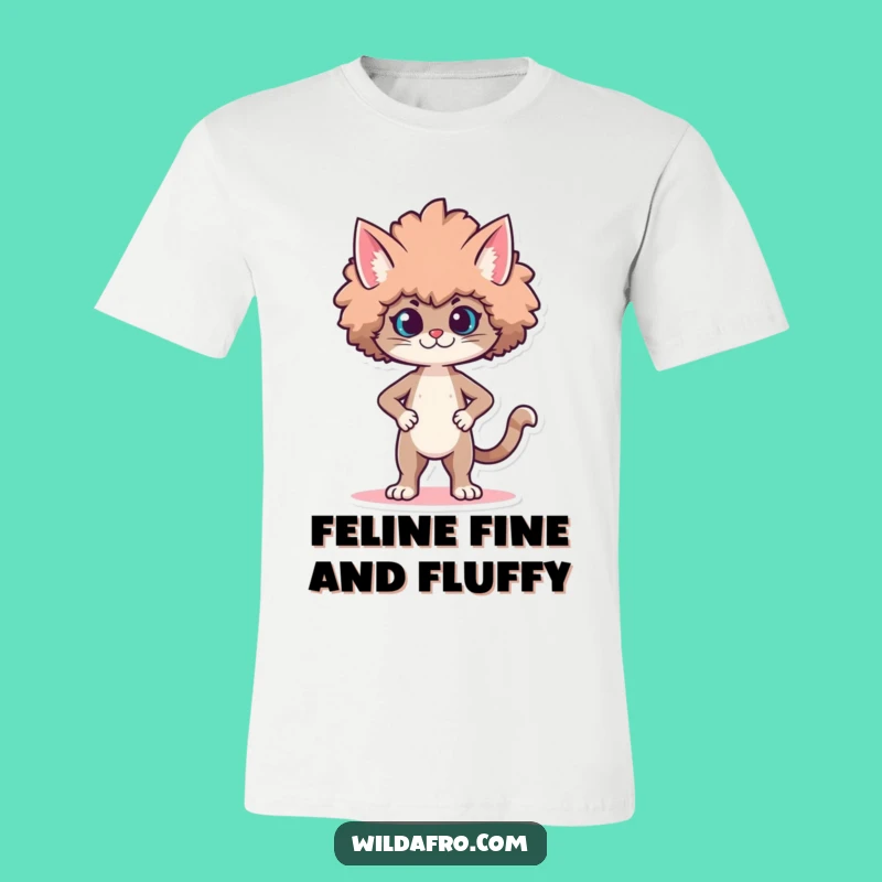 Funny Cat Afro T-Shirt: Proud Character Strutting Afro for a Stylish Gift