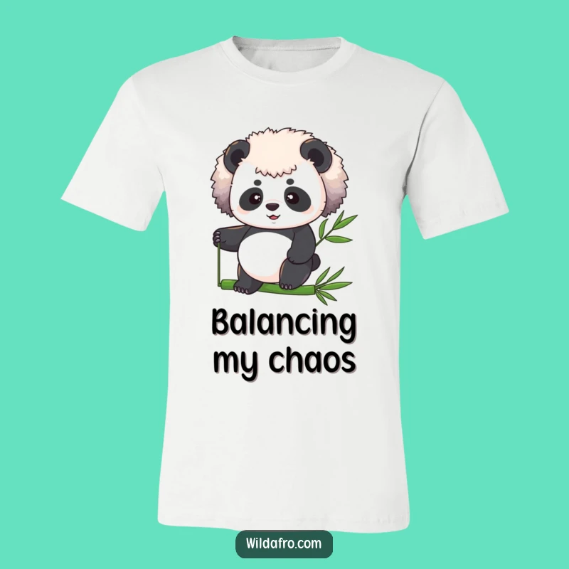 Funny Panda Afro Bamboo Balance T-Shirt - Comedic Animal Shirt Gift