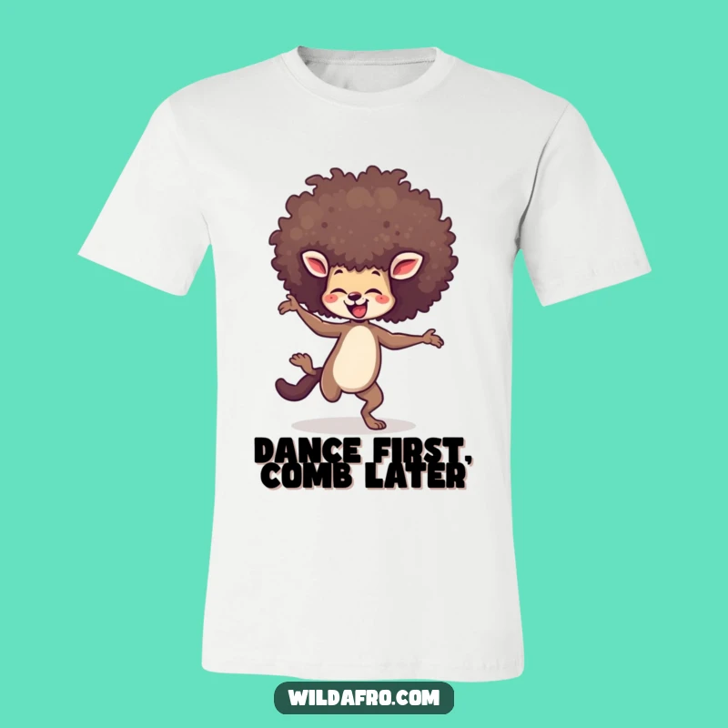 Funny T-Shirt: Agile Animal Dances with Joyful Towering Afro!