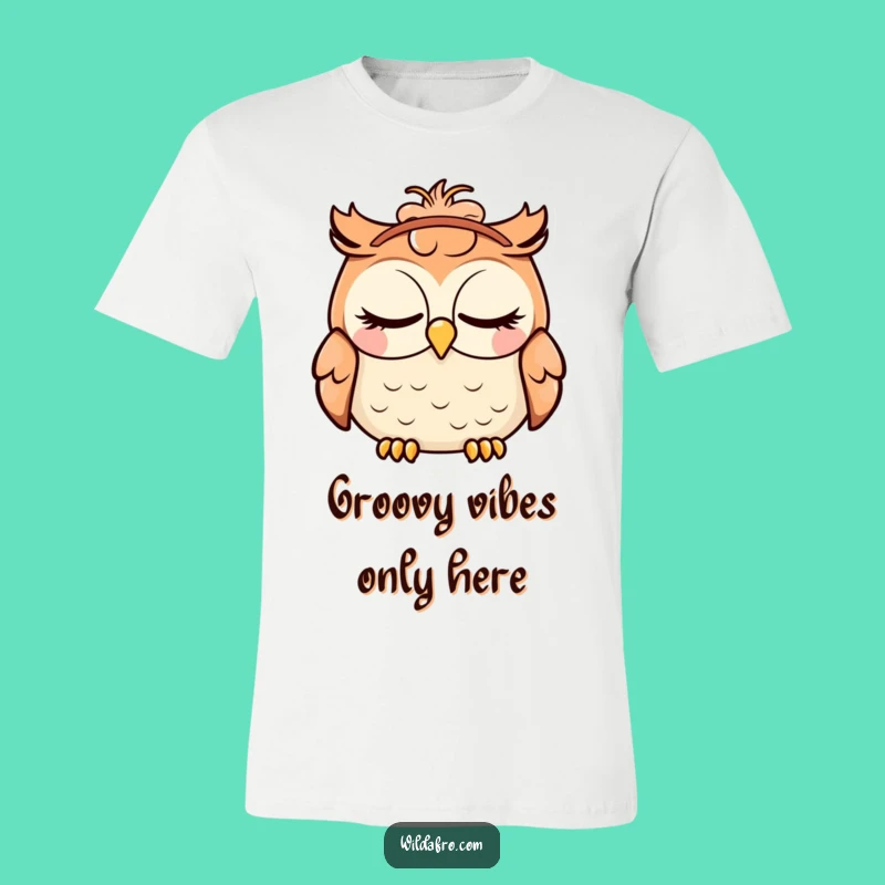 Funny T-Shirt: Comical Owl with Afro Headband, Content and Relaxed Vibe