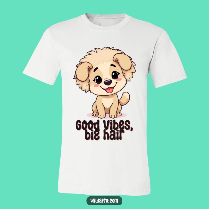 Funny Dog Afro T-Shirt - Cheerful Wagging Tail Graphic Tee, Awesome Gift