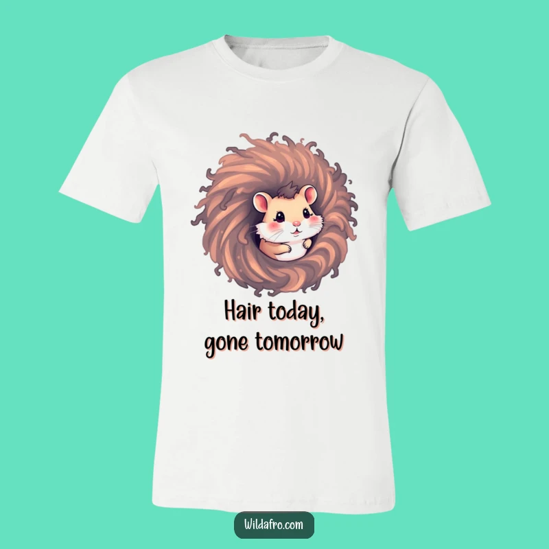 Funny Hamster Afro T-Shirt: Quirky Peek-a-Boo Hair Humor